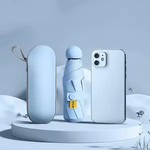 Mini Travel Umbrella Purse with Case Compact, Lightweight, UV Umbrella UPF 50+ Sun Protection, Windproof Portable Parasol for Women, Men & Kids