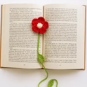 Crochet Floral Bookmark - Handmade Flower with Green Stem for Book Lovers