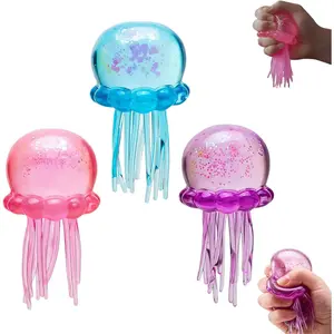 Jellyfish Squishy, Jellyfish Squeeze Stress Ball, Ice Squeeze Cube-Drop Malt Sugar Balls Sensory for Anxiety Stress Party Favors (3PCS)