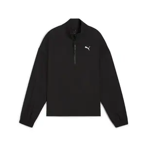 PUMA Womens Strong Woven Quarter Zip Jacket Athletic Outerwear Casual - Black