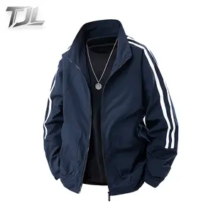 TJL Men's Classic Sporty Zip-Up Jacket with Striped Sleeves - Lightweight Streetwear Coat for Casual & Active Lifestyle, Medium Size, Durable Comfortable, Quick-Drying winrar variety lapel zip men zip men Men's Varsity Baseball Sweatshirt Coat Men's Regul