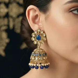 Polki Jhumka Earrings • Wedding Guest Dress Earrings & Bollywood Jhumki • Traditional Indian Jewelry