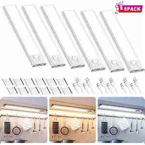 Under Cabinet Lights 3 Pack Wireless, Rechargeable Motion Sensor LED Closet Light, 3 Color Temps & Dimmable, Easy Installation Stick-On Lamp for Kitchen, Bedroom, Pantry, Porch, Christmas Decoration