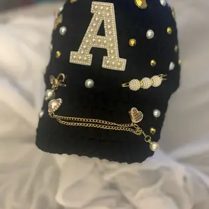 Crochet Ball Cap with gemstones & clutch purse - Classic Design, Adjustable Fit, Ideal for Sun Protection, Versatile Casual Wear
