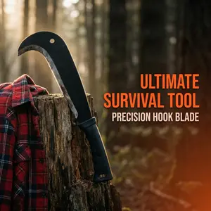 Professional land clearing tool with a manganese steel eagle-beak blade, 34 cm long, ergonomic handle, thickened for durability; suitable for gardening, forestry, and camping; efficient weed removal; durable blade; lightweight design; utility knife/hatche