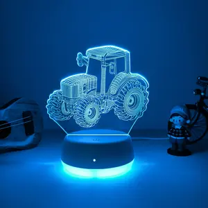 Creative Tractor 3D Night Light, USB Powered Touch Color Changing Lamp, Perfect Gift for Bedroom Living Room Study Decor, Atmosphere Light