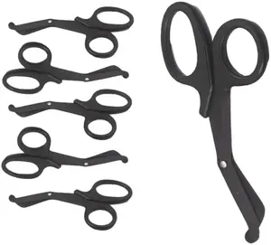 7.25" Premium Stainless Steel Trauma Shears Set (6-Piece, Full Black) - Hand Tools for EMTs, Ideal Gift for Medical Professionals