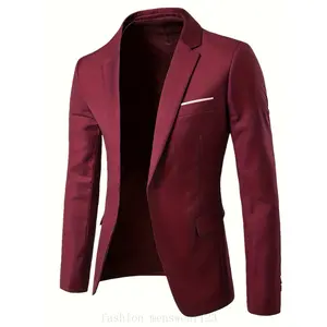 Men'S Slim Fit Casual Single-Breasted Blazer - Lightweight Solid Black Notch Lapel Jacket for Spring/Fall, Office & Social Wear, Hand Wash/Dry Clean, All-Season Versatile Outerwear, Elegant Appearance, Smooth Texture