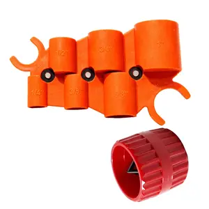 1/4'' - 1'' Depth Gauge and Pipe Deburring Tool Kit, 3/16" to 1-1/2" Inner Outer Pipe Tubing Deburring Reamer Chamfer Tool for Copper, PVC, CPVC, PPR, Brass,
