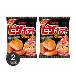 CALBEE Japanese Thick-Cut Pizza Potato Chips - Original Flavor, 72g x 2 Packs