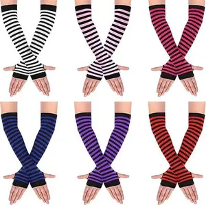 6 pairs of long knitted fingerless gloves, soft and elastic, suitable for gatherings, outdoor activities, and daily life