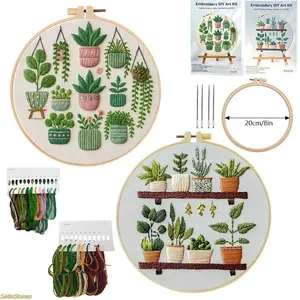 Beginner-Friendly Embroidery Design Set - Stylish Embroidery Kit for Handkerchief Clothes Accessory, Flora Motifs, Needlework Materials, DIY Craft Stitch Guide