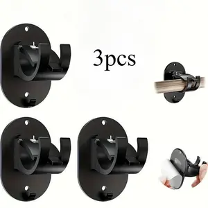 3pcs No Drilling Self Adhesive Curtain Rod Brackets - Universal Nail Free Adjustable Hooks for Shower Curtain Rod, Bathroom, Bedroom, Livingroom, Kitchen - Christmas/Halloween Gift Decoration
