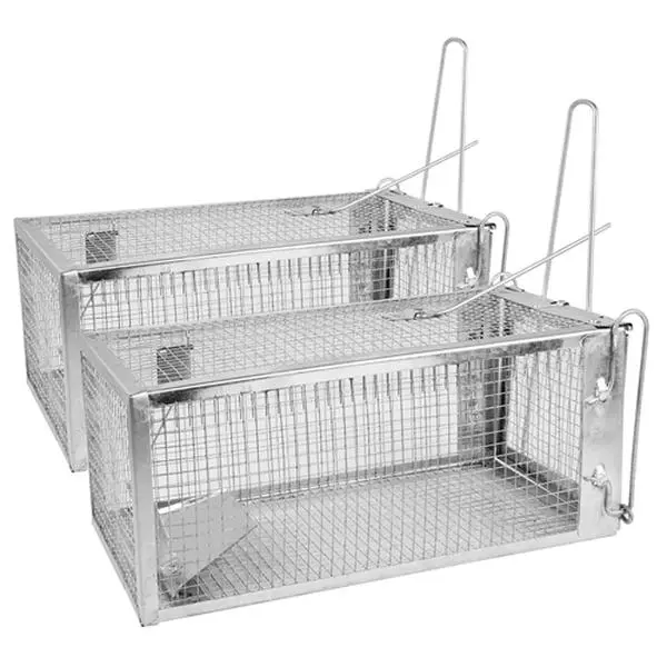 SmartCATCHX 2-Pack Humane Galvanized Steel Live Animal Trap Cage, Detachable U-Shaped Rod & Accessories, High-Sensitivity Gravity Pedal, 350g, 30x17x25cm, Easy Setup Long-Lasting for Restaurant, Indoor Outdoor Use