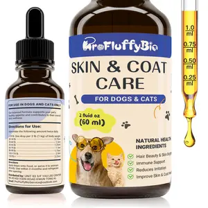 ProFluffyBio Herbal Skin & Coat Care Drops for Dogs & Cats - Supports Healthy Fur & Skin, 2 fl oz (60ml)