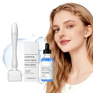 Derma Stamp for Beard & Scalp Grooming,GHK-Cu Copper Peptides Facial Serum,Hydrating Tightening Repair Collagen BoostSerum, Fragrance-Free Skin Care Combo Set