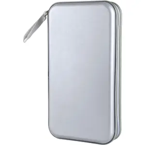 CD Case, DVD Case Holder 96 Capacity Hard Plastic CD DVD Disc Cases Storage Binder Wallet for Car Home Office Travel (Grey)