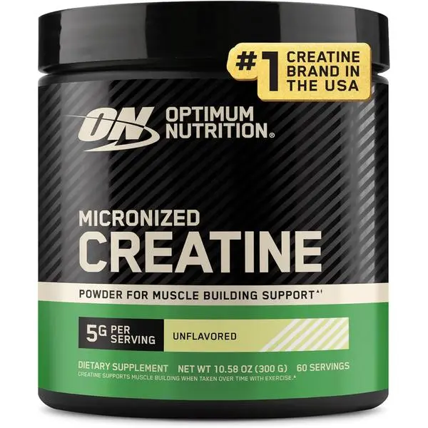 Optimum Nutrition Micronized Creatine Monohydrate Powder - Creatine Supplement for Strength & Recovery, Banned Substance Tested, Unflavored, 5g per Serving, 60 Servings