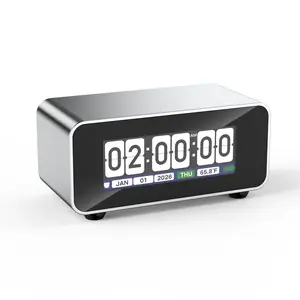 OVO Flip E Clock – Retro Digital Flip Desk Clock with 2.79" HD TFT Display, Precision CNC Aluminum Frame, Auto-Dimming, Temperature Monitor, and Smart Alarm for Home & Office Decor