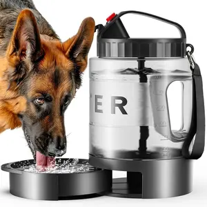 Large Dogs Water Bowl Dispenser, Walking, Camping, Hiking, Portable, Sturdy, 2 in 1 combo pet travel outdoor feeder