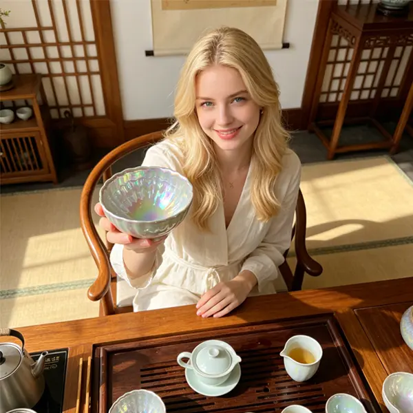 Handcrafted JianZhan Tenmoku Tea Cup | Iridescent Rainbow Glazed Ceramic Bowl