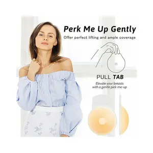 1 pair of Self-Adhesive Silicone Lift Bra Pads, Sticky Thick round-shaped Push-Up Breast Inserts, Water Proof Womenswear Lightweight strapless, women