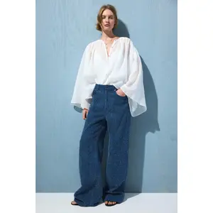 H&M Bouclé Bootcut High Waist Jeans