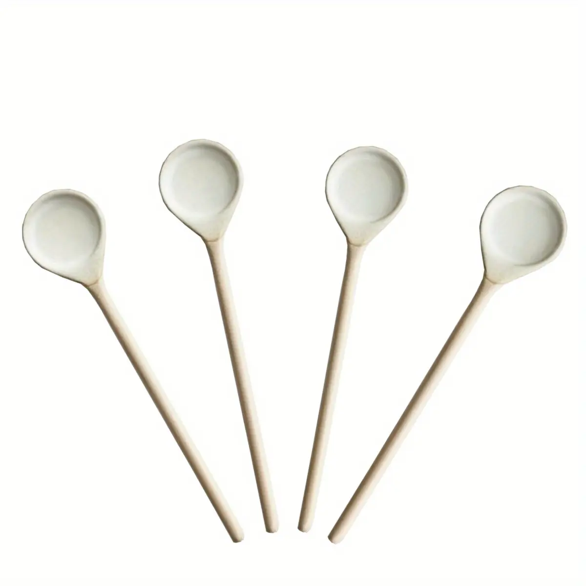 Vintage 4-Pack Ceramic Dessert Spoons, Long-Handle Coffee & Espresso/Iced Tea Spoons, Everyday Use Home Kitchen Utensil Cutlery Tableware, Spoon Set
