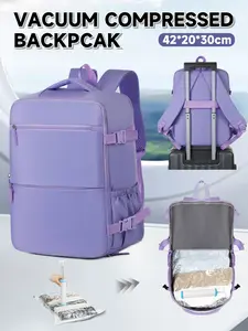 Vacuum Compression Backpack, Carry-On Size Travel Backpack with Vacuum System and Pump, Expands to 40L Packing Capacity, Fits 17” Laptop & 2–5 Days of Clothes, Water-Resistant Compression Backpack, Lightweight Laptop Backpack