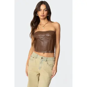 Moss Faux Leather Lace Up Corset