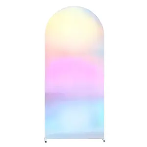 Garvee 7FT Glittery Stretch Spandex Chiara Wedding Arch Cover Round - Top Fitted Backdrop for Balloon Birthday, Bridal, Baby Shower, Ceremony & Banquet Photography Decor
