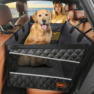 BMD Pet Car Seat Cover for Large Medium Dogs, Waterproof & Breathable Dog Backseat Hammock, Easy to Install with Mesh Window & Storage Pocket, Non-Slip Bottom Cover for Backseat Car/SUV/Truck interior accessory, Outdoor Fun Pet Travel Stuff, Petlovers