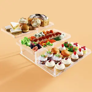 3 Tier Serving Tray for Entertaining, Acrylic Dessert Table Display Set for Supplies, Serving Platters and Trays for Food, Cupcake Buffet Dessert Risers Stands for Weddings Baby Shower