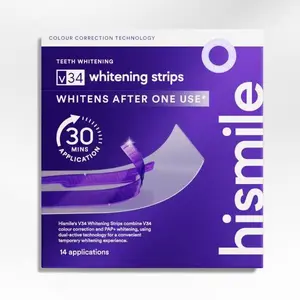 Hismile V34 Whitening Strips, Teeth Whitening Strips, Purple Tooth Whitening, Tooth Stain Treatment, Combining Whitening and Colour Correction Oral