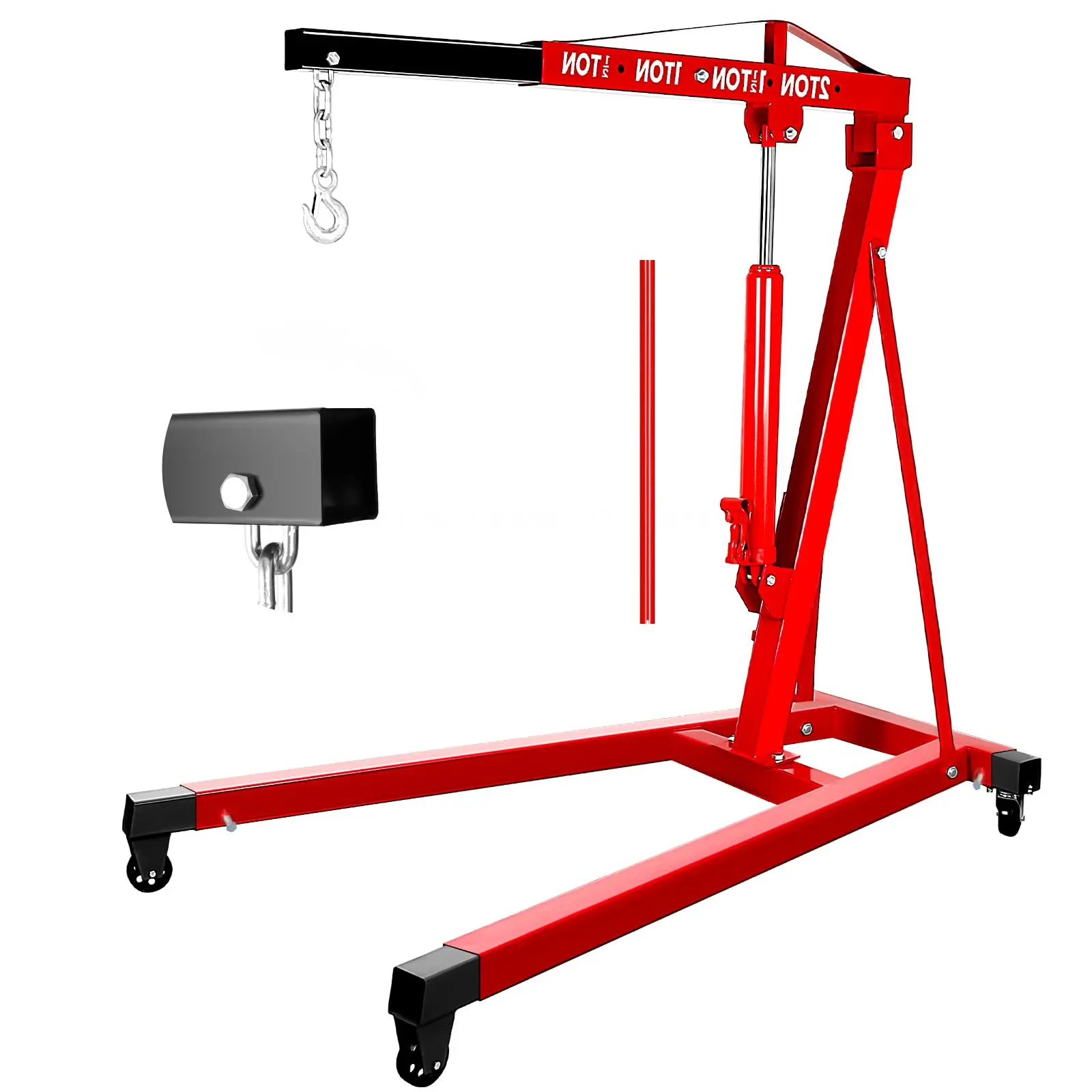 4400 LB Fixed Steel Alloy Hydraulic Engine Hoist - Adjustable Boom, 6 Casters, Fixed Structure for Garage Auto Repair on Various Surfaces (Cars, Motorcycles), Engine Lifting