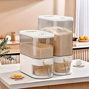 Large Capacity Rice Storage Container, 11.02/22.05 Lbs, Moistureproof with Flip Lid, Reusable Plastic Grain Dispenser for Rice, Cereal, Flour & Pet Food, Kitchen Organization Essential, Food Storage Box, Transparent Design, Durable Plastic