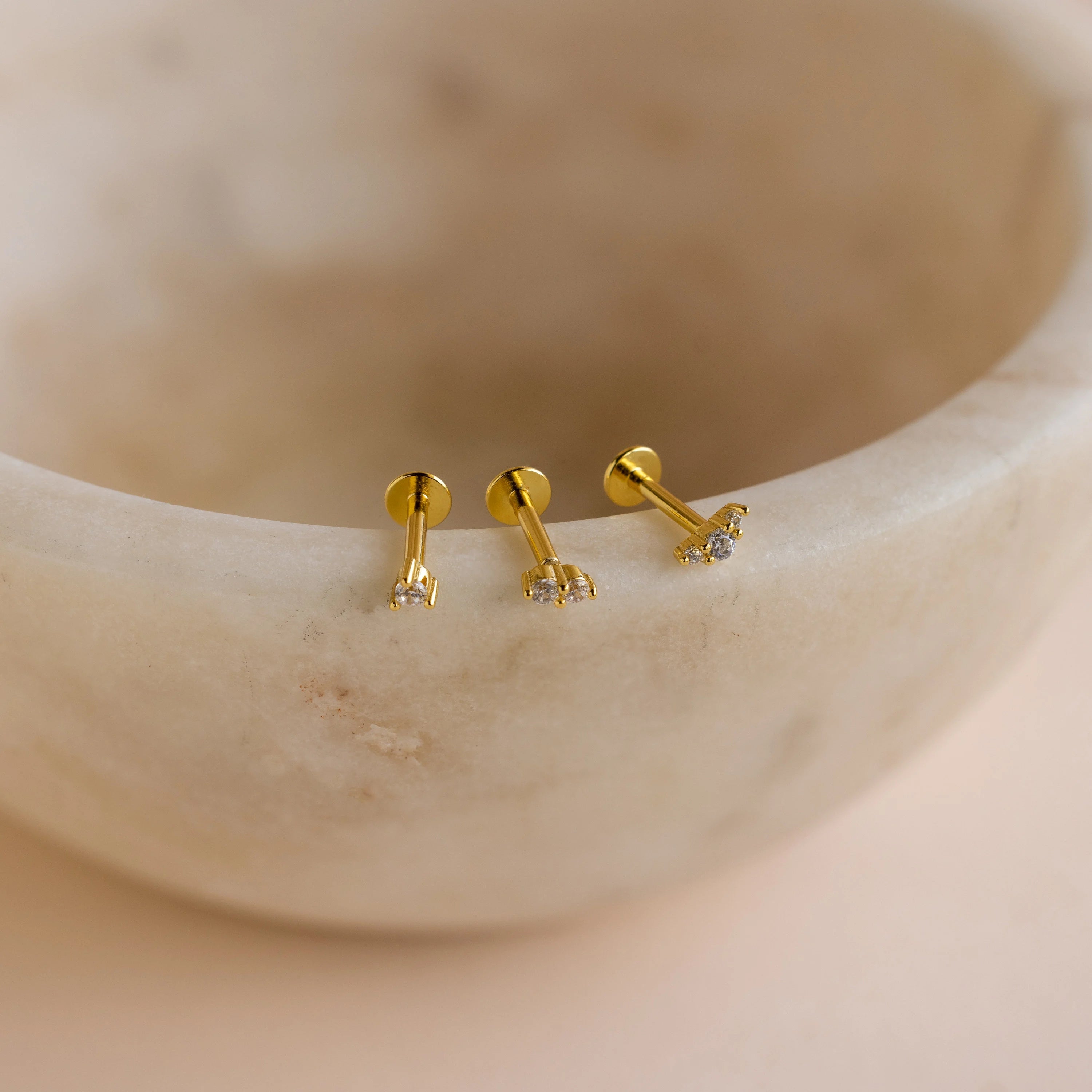 Tiny Diamond Flatback Studs Set by Caitlyn Minimalist