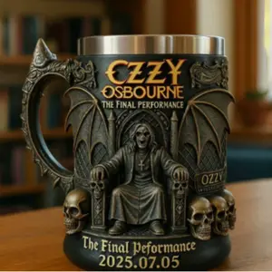 3D Ozzy Osbourne Commemorative Mug, Classic Reusable Insulated Skull Cups Novelty Coffee Mugs for Women Men, with Handles for Coffee Drinking & Party Bar Drinkware Gift, Party Cup