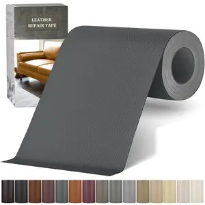 Self-Adhesive Leather Repair Patch, 4" x 63" Vinyl Leather Repair kit for Furniture, Leather Repair Tape for Car seat, Couch, Furniture Dark Grey