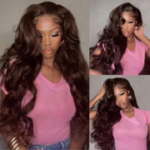 SUNTU Women's Glueless Curly Wig, 180% Density 13x6 Brazilian HD Transparent Lace Frontal with Baby Hair, Auburn-Chestnut Brown Body Wave, Medium Cap Size, Heat-Resistant, Brazilian Lace Frontal