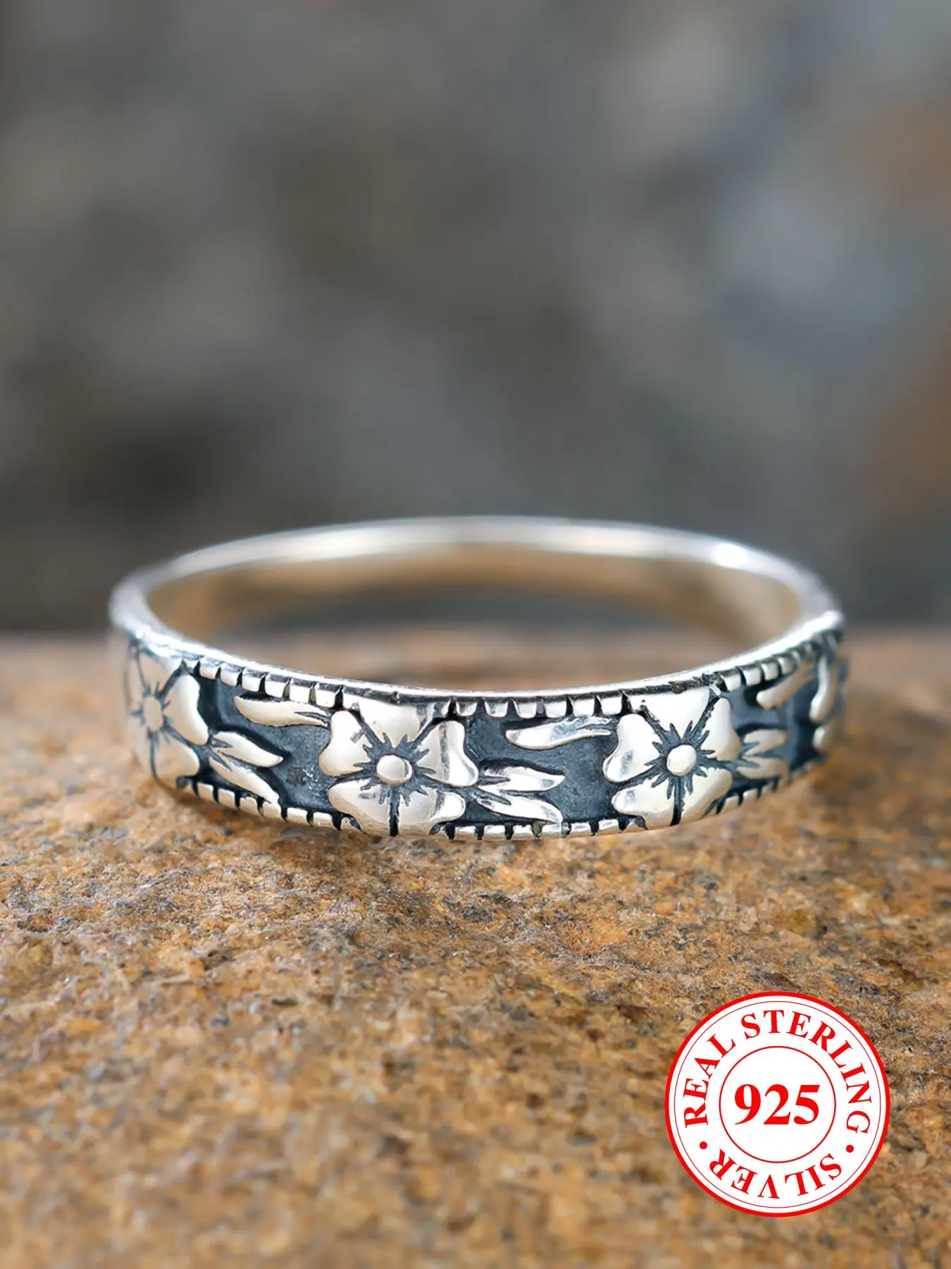 S925 Sterling Silver High Purity Material Vintage Flower Embossed ...