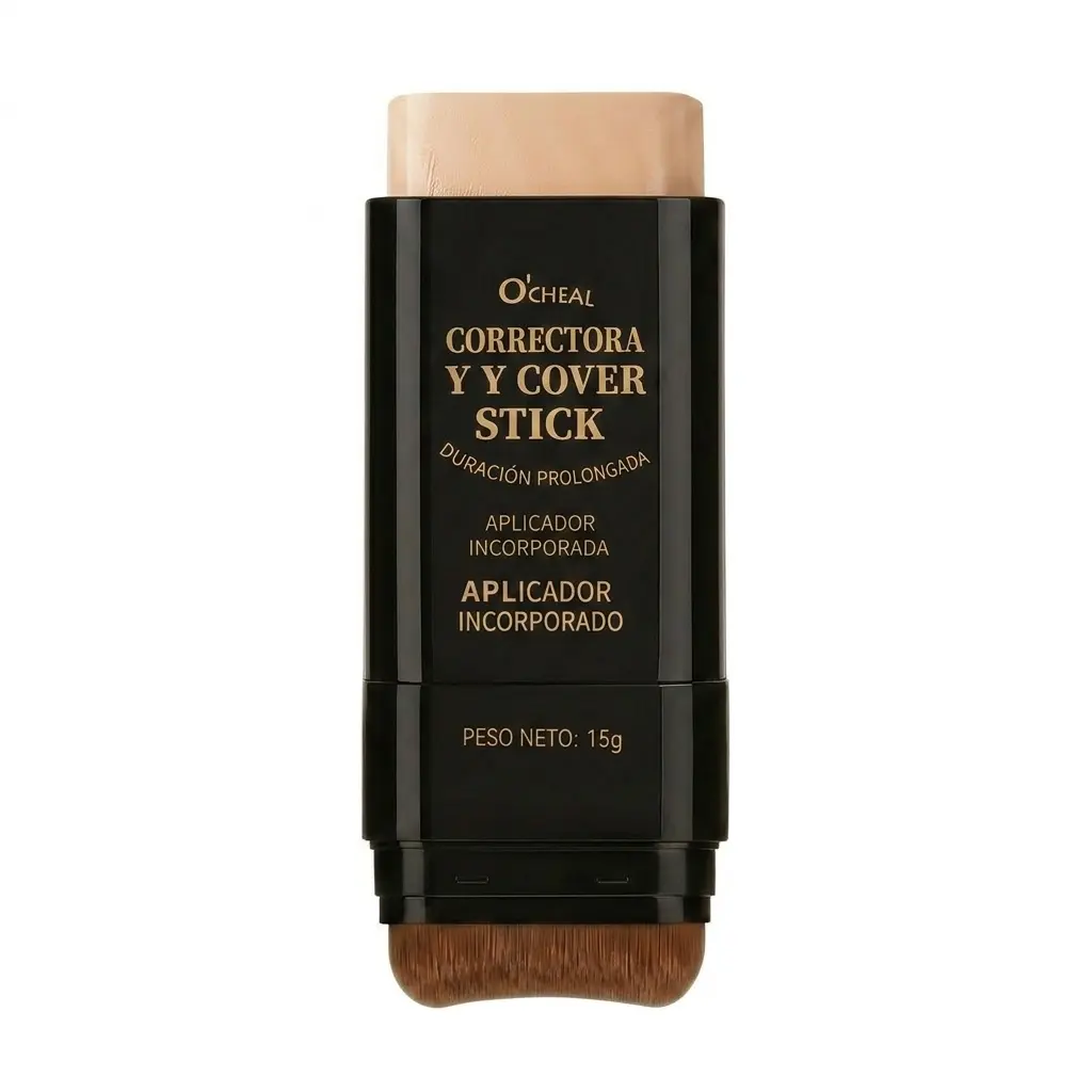 2-in-1 Foundation & Concealer Stick with Built-in Brush - High Coverage, Long-Lasting, Contour-Friendly, Flawless Finish, Quick Makeup for Busy Users, No Powder Buildup Cosmetic