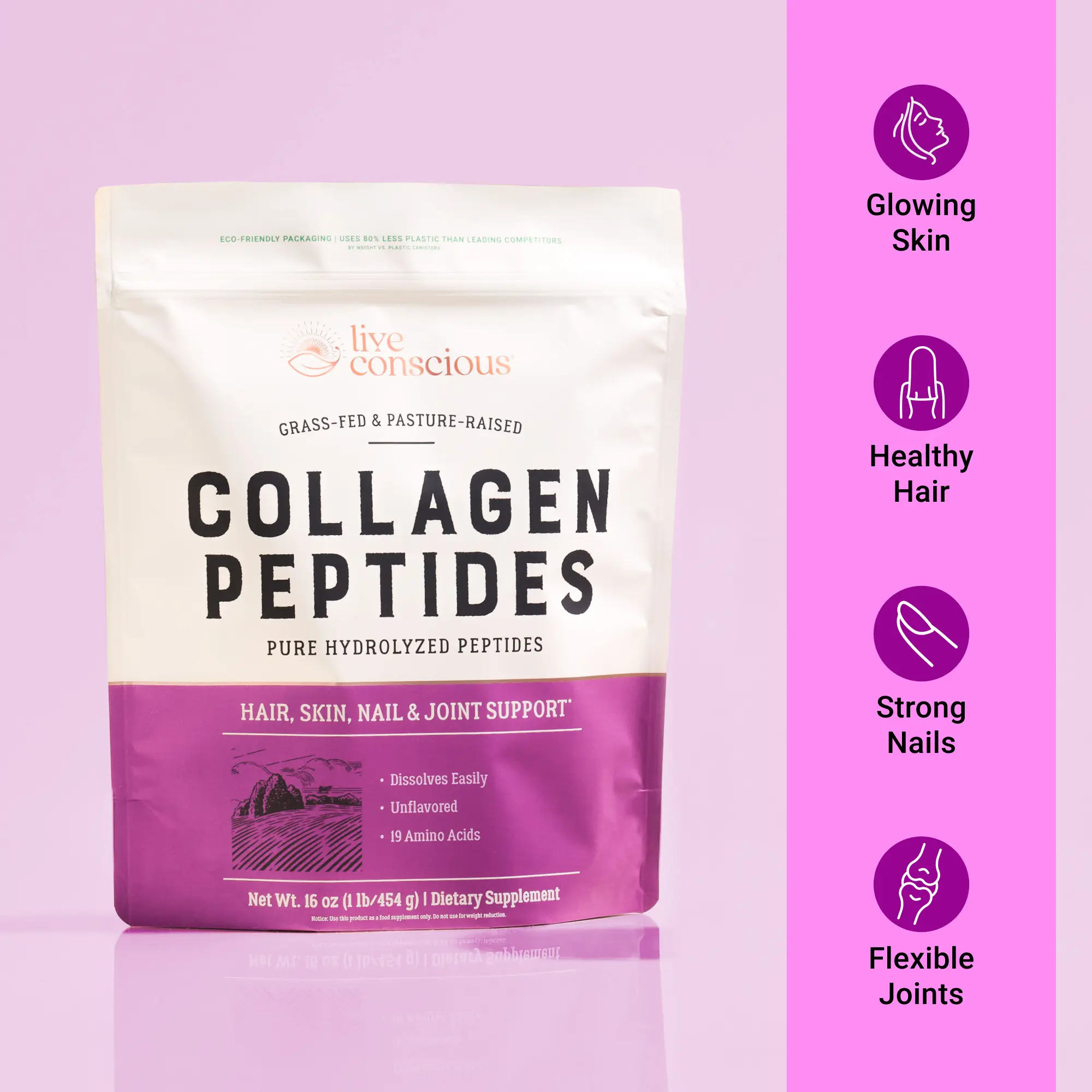 Live Conscious Collagen Peptides Powder - Naturally-Sourced Type I & III Hydrolyzed Bovine Collagen - For Hair, Skin, Nail & Joint Support Supplement Live Conscious Collagen Peptides Powder - Naturally-Sourced Type I & III Hydrolyzed Bovine Collagen - For Hair, Skin, Nail & Joint Support Supplement