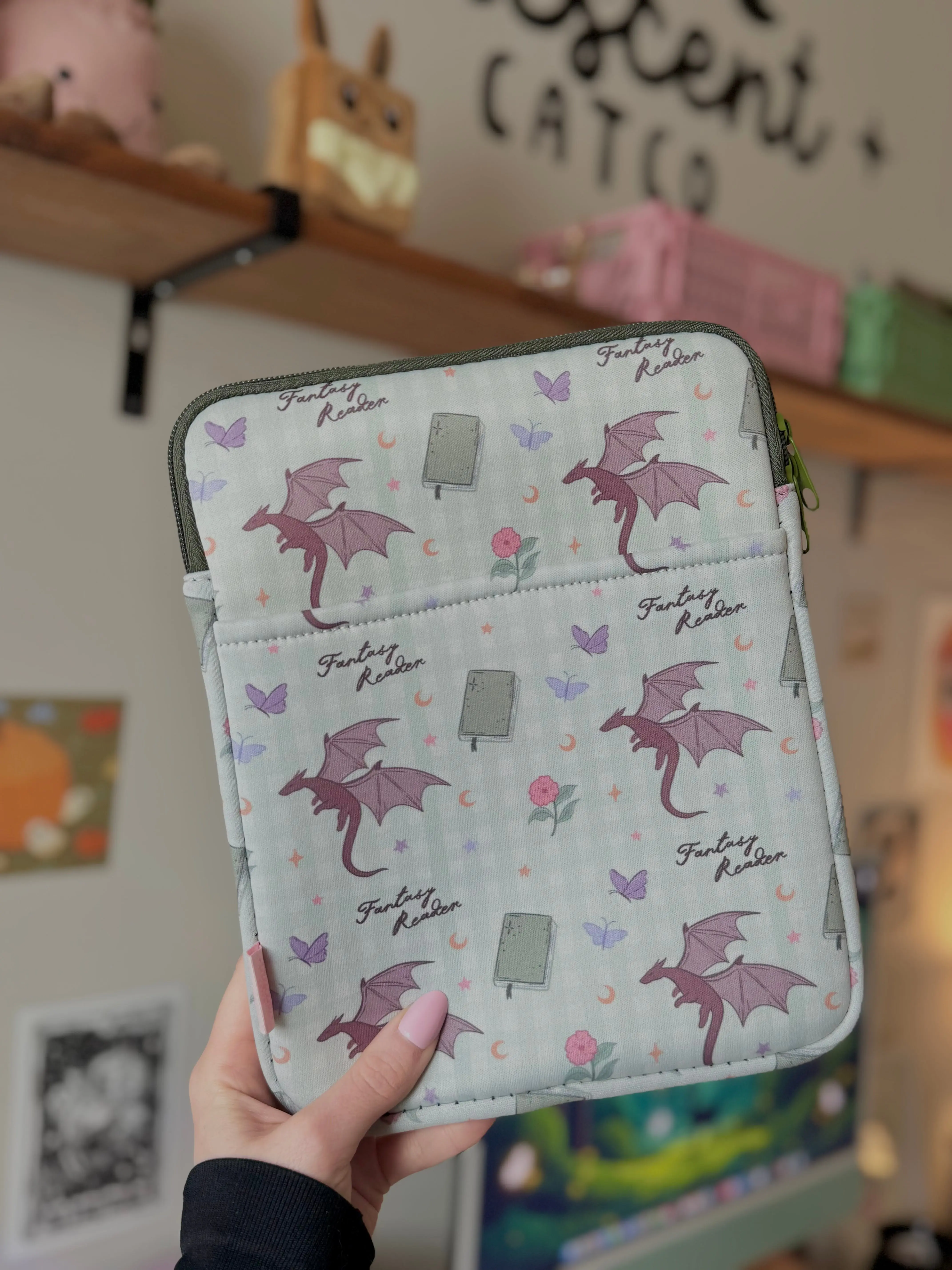 Fantasy Reader Book & Kindle Pouch, Medium E-Reader Zip up Book Sleeve