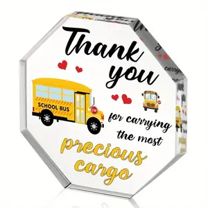 Bus Driver Appreciation Gifts - Thank You School Bus Drivers Gift for Women Men, Acrylic Octagon Graduation Awards Table Centerpiece Sign, Thanks Buses Driver Desk Decor for Farewell Birthday