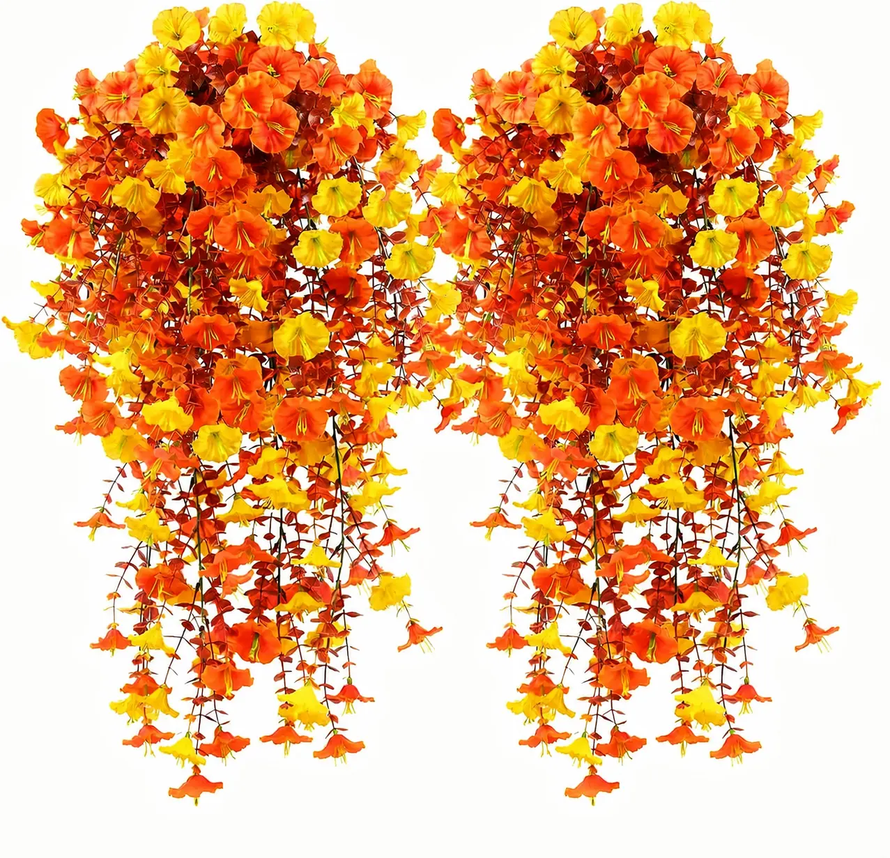 Artificial Morning Glory Flower Vines, 2pcs 60inch Hanging Plants Silk Garland Fake Green Plant Home Garden Wall Fence Indoor Outdoor Wedding Birthday Decor