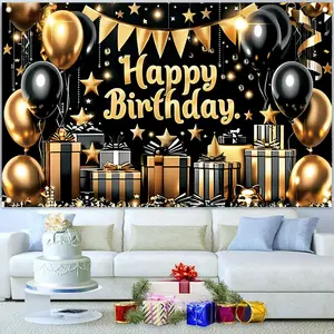 2D Flat Banner 1pc, Festive Birthday Banner, Measuring Made of Ideal for Birthday Celebrations, Serves As a Backdrop Logo Poster, Suitable for Cake Table Decor, And Can Be Used As a Porch Sign, Birthday Party Decor, Decoration, Happy Birthday Supplies