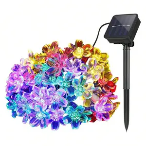 Solar String Lights Outdoor Garden, 23ft 50 LED Blossom Flower Waterproof Solar Power Fairy Lights Decor Festival Colourful Light For Party Wedding Patio Christmas Decoration (Multicolor),summervibes