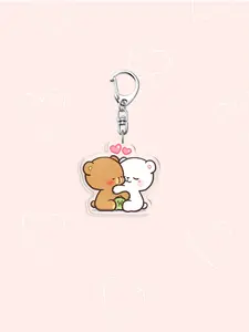cartoon Dudu Bubu Keychain Super Cute Couple Bear Panda Acrylic Keychains Goth Y2k For Accessories Bag Pendant Keychain Jewelry Valentines Car Accessories Bag Charm Fan Love Gifts Valentine's Day