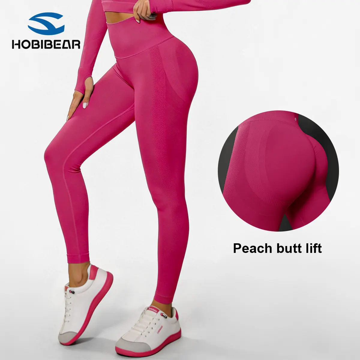 HOBIBEAR Women's Seamless High-Waisted Yoga Leggings - Seamless Sculpt, Shaping, Skinny Yoga Bottoms, Bottom Lifting, Tummy Control, Stretchy All-Seasons Activewear for Gym, Running, Seamless Sculpt Leggings